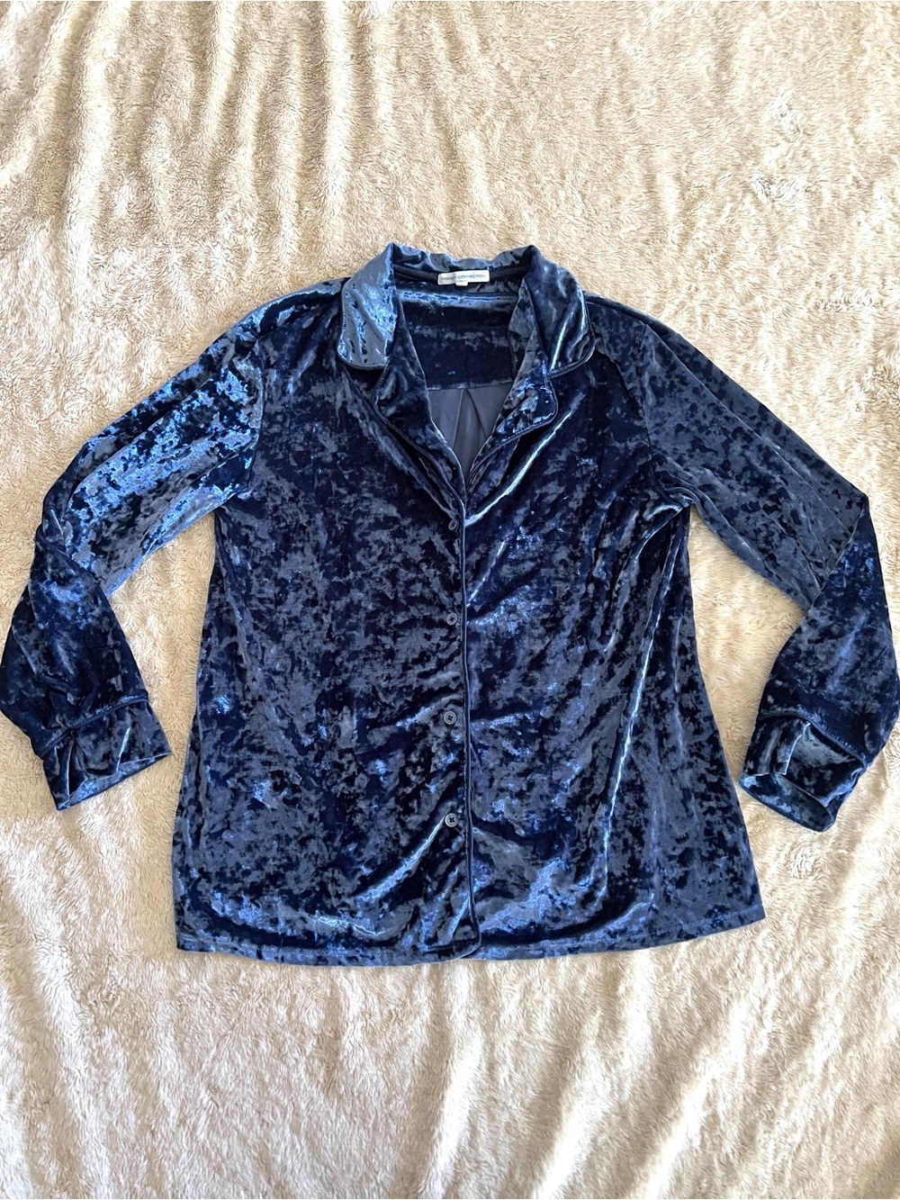 FRENCH CONNECTION Woman's Blue Velvet Shacket Size L